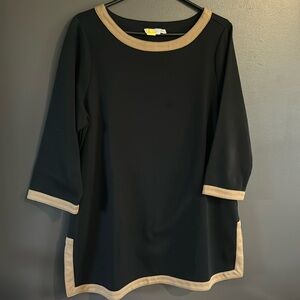 Black and Tan!  Coldwater Creek khaki trimmed black tunic - Size XL